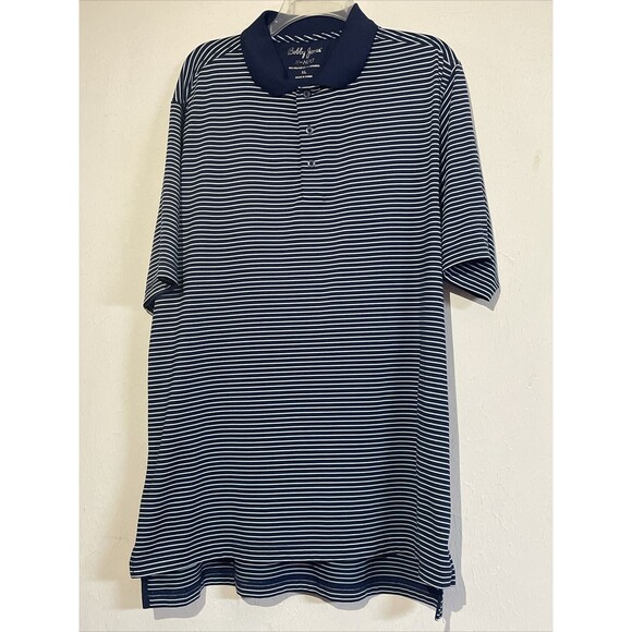 Bobby Jones Golf Polo Men's XL Blue Striped X-H20 Short Sleeve - Picture 1 of 4